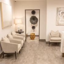Warm welcoming reception area in dental office