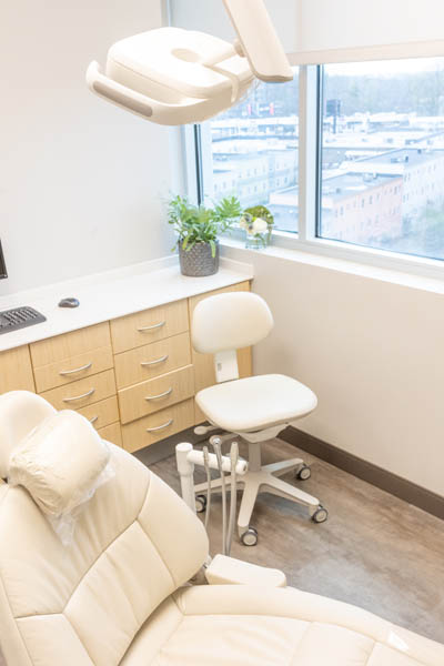 Rolling chair in dental exam room