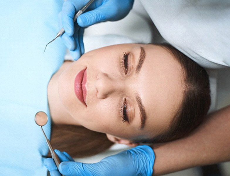 Woman relaxed in the dental chair