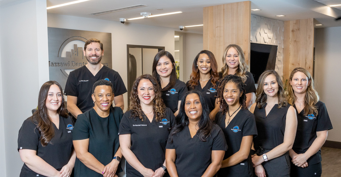 Smiling members of the Atlanta dental team at Mazzawi Dental Intown